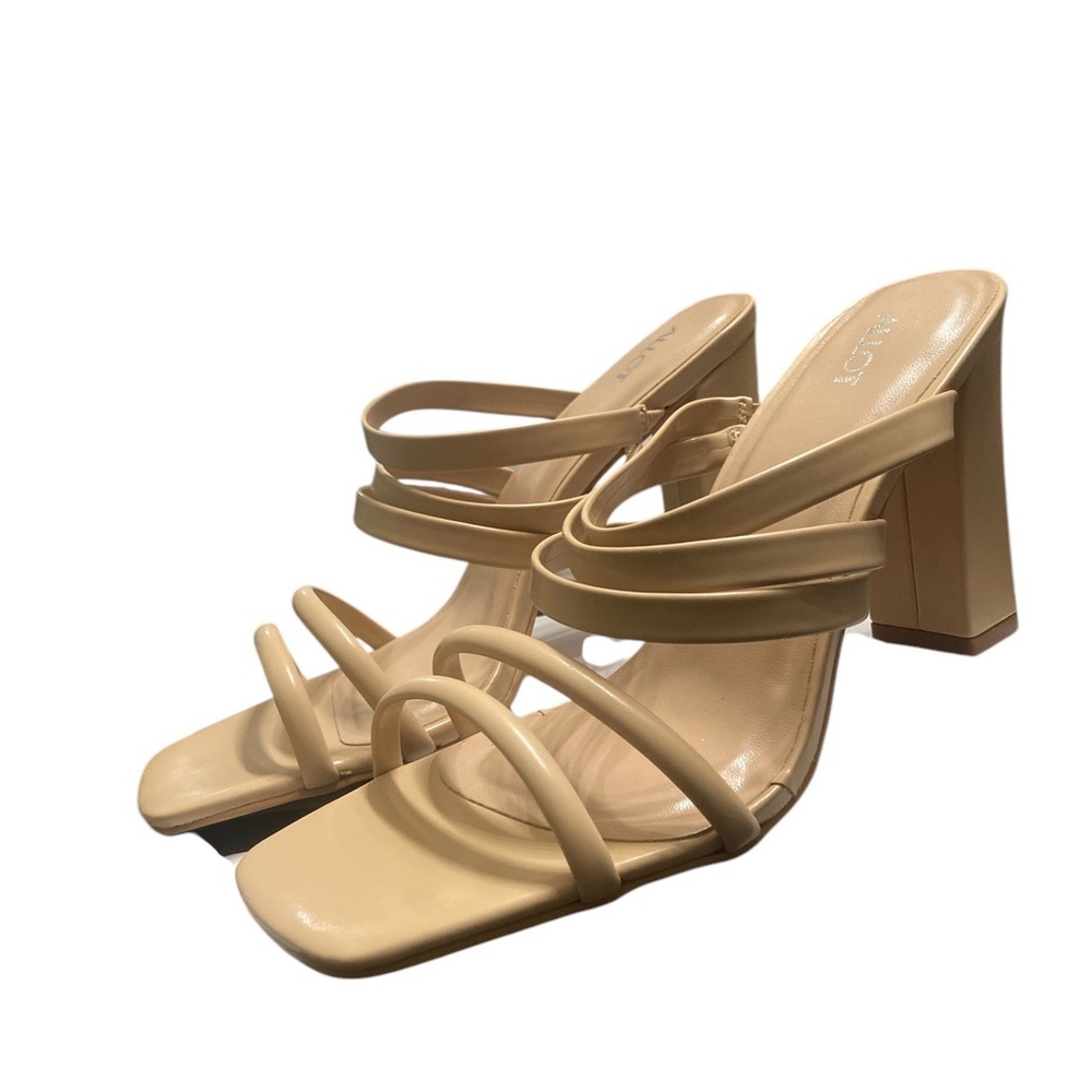 Nude Strap Slip On Blocked Heels Size 9.5